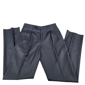 Jos A Bank Signature Mens 34R Navy Blue 100% Wool Pleated Dress Pants 20B2J00022